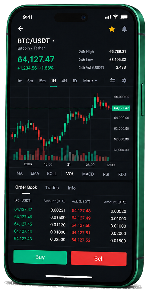 Screenshot of Capital Equira app on mobile presenting live BTC/AUD chart, order book, and trading features